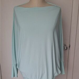 Green Asymmetrical Long Sleeve Blouse